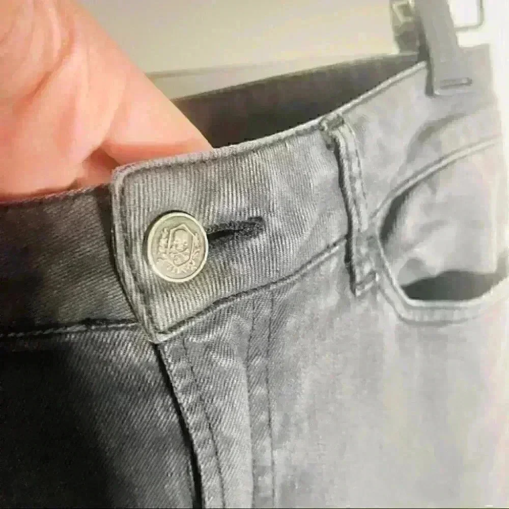 The Kooples High Waist Slim Leg Denim Jeans in Grey